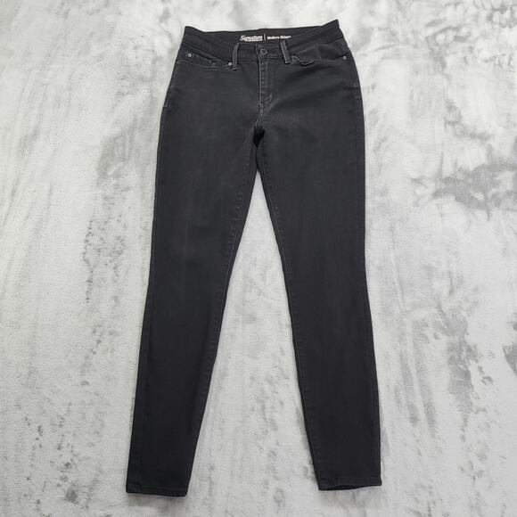 Levi's Strauss Signature Jeans Womens Size 6 W28 Black Modern Skinny Leg Stretch - Picture 1 of 13